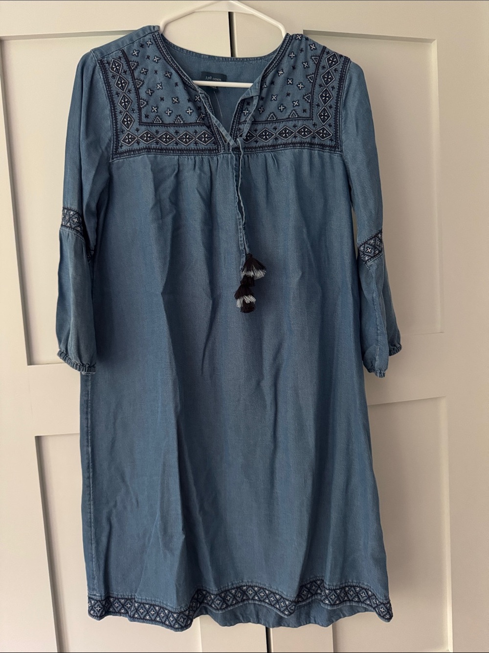 J. Jill Blue Embroidered Denim Tunic Dress, soft casual New - Picture 1 of 5